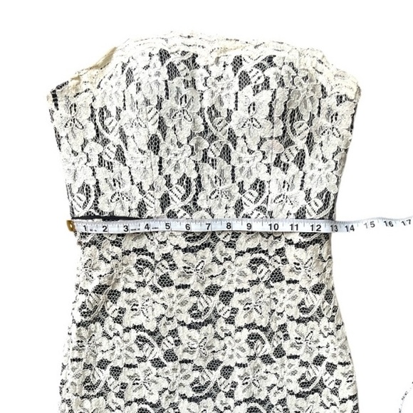 Diane von Furstenberg Walker Two Toned Lace Ivory Black Mini Dress-Size 4 - Picture 5 of 11